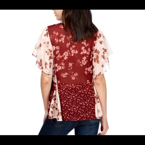 NWOT Lucky Brand print top with flutter sl… - Picture 2 of 8